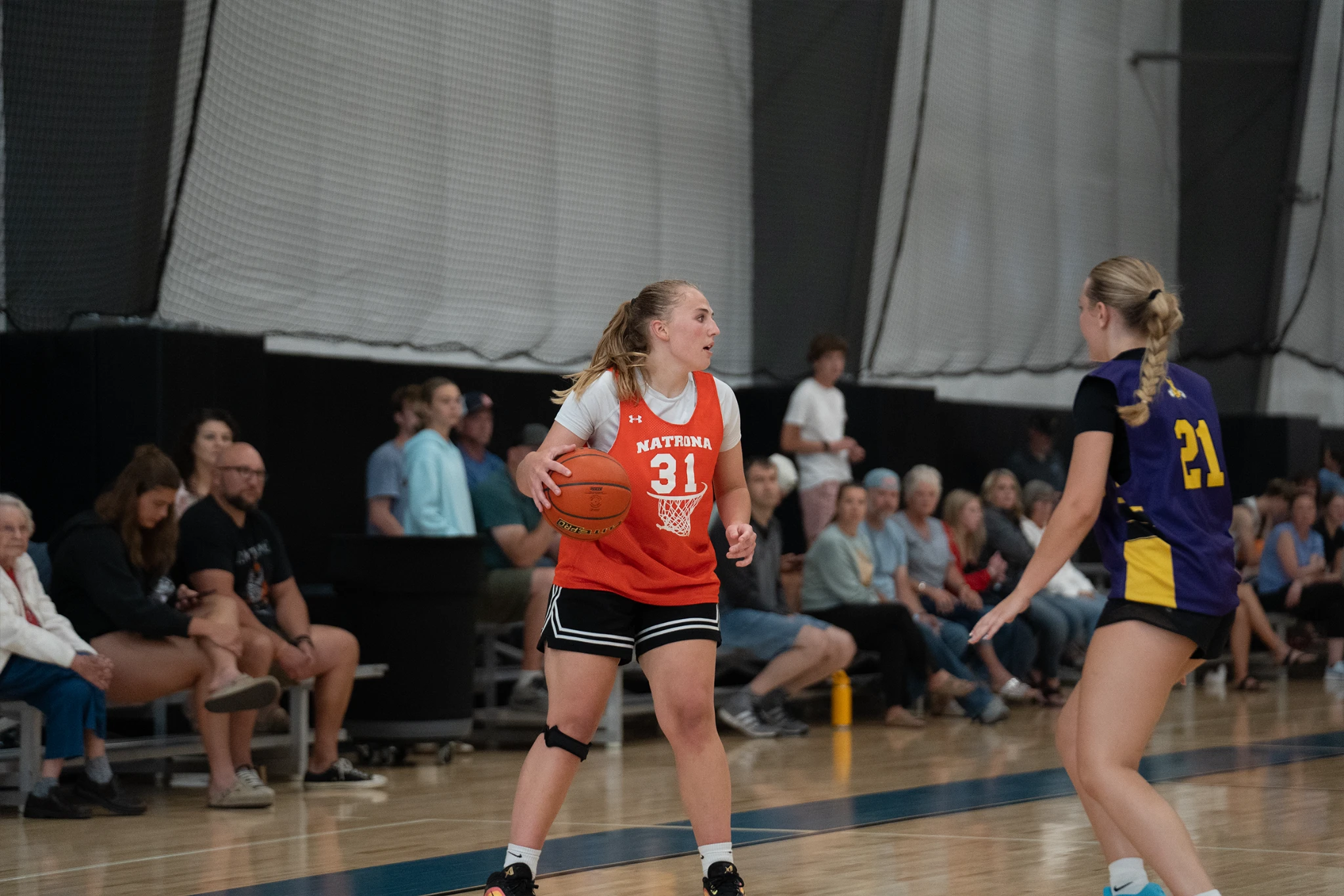 Wyoming girls basketball action at a WyoHoops showcase